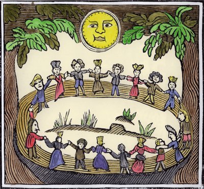 Circle of Witches Dancing Beneath a Full Moon, illustration from a collection of chapbooks on esoterica by William Linnell